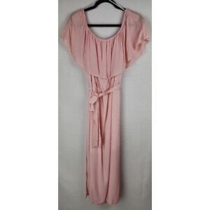 Vintage Simply Styled by Sears Dress Size 16 Striped belted maxi on/off shoulder